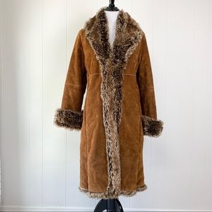 VTG Wilsons Leather Suede Fur Trim Coat Jacket M